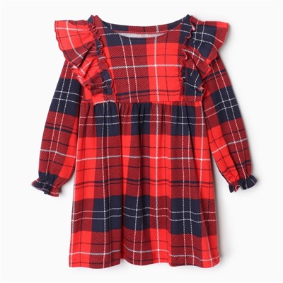 Платье детское с рюшами KAFTAN «Клетка» размер 30 (98-104 см)