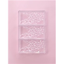 Форма для шоколада KONFINETTA «Иней», пластик, 27.5×17.5×2.5 см, 3 ячейки 15.3×7.5×0.8 см, прозрачная