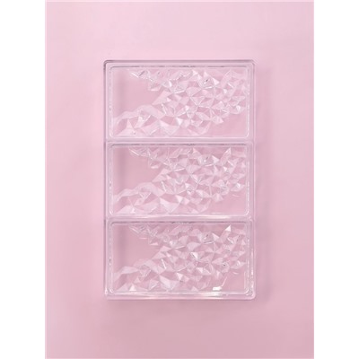Форма для шоколада KONFINETTA «Иней», пластик, 27.5×17.5×2.5 см, 3 ячейки 15.3×7.5×0.8 см, прозрачная