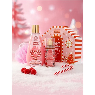 Подарочный набор новогодний «Чудес в Новом году», гель для душа, мочалка и мист, URAL LAB