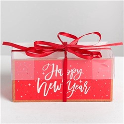 Коробка для капкейка Happy new year, Новый год, 16×8×7.5 см