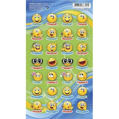 Наклейки  110х170 мм для ОЦЕНОК "Смайлики 2" НакО47 Гранит