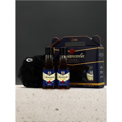 Подарочный набор мужской «Богатства», гель для душа, шампунь для волос, мочалка, Чистое счастье