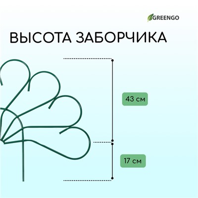 Ограждение декоративное, 62×450 см, 5 секций, металл, зелёное, «Павлин-2», Greengo