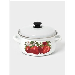 Кастрюля эмалированная, 3 л, d=23 см, с крышкой, белая