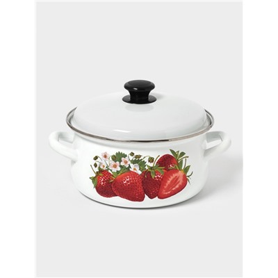 Кастрюля эмалированная, 3 л, d=23 см, с крышкой, белая