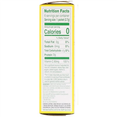 True Citrus, True Lemon, Энергия, Дикая ежевика и гранат, 6 пакетов, 0,57 унц. (16,2 г)