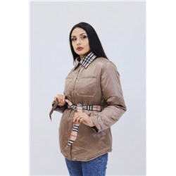 Демисезонная женская куртка весна осень Клетка 8762 (Коричневый)