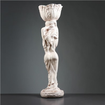 Фигура из гипса «Девушка с кашпо на голове», 22×22×80 см, 1.5 л, белая