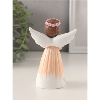 Фигурка полистоун «Девушка-ангел в персиковом платье, с венком-сердце», 8×4.5×12 см