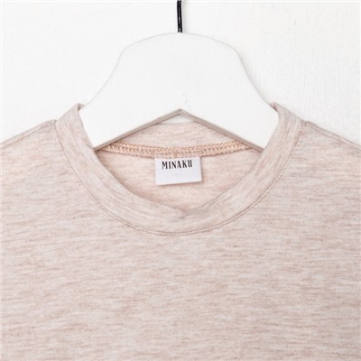 Футболка детская однотонная MINAKU: Basic line, цвет бежевый меланж, рост 128 см