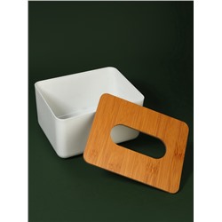 Органайзер для хранения салфеток BAMBOO, 17×13×9.5 см, белый, коричневый
