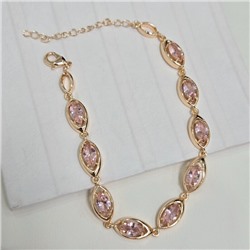 Браслет на руку ювелирная бижутерия коллекция "Дубай", вставка: фианиты, цвет: розовый, арт.414.090