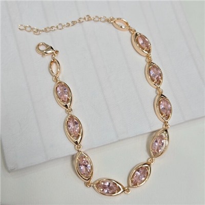 Браслет на руку ювелирная бижутерия коллекция "Дубай", вставка: фианиты, цвет: розовый, арт.414.090