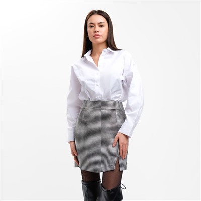 Юбка с разрезом мини женская MIST: Classic Collection, размер 48, чёрная, белая