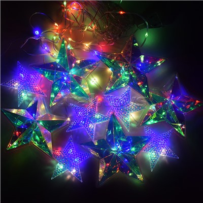 Электрогирлянда со звездами, цветная