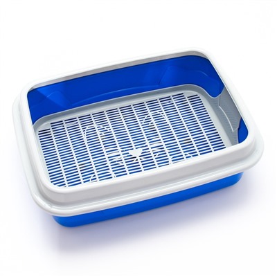 Туалет с бортом и сеткой, 45×34×15 см, синий/серый