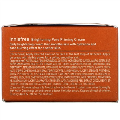 Innisfree, Jeju Hallabong Daily Skin Bright, Brightening Pore Priming Cream, 1.69 fl oz (50 ml)