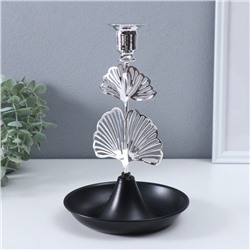 Металлический подсвечник на 1 свечу «Лист Гинкго», d=2 см, 15.5×15.5×24.5 см