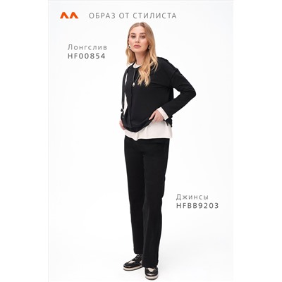 Женский лонгслив оверсайз из футера двухнитки Happyfox