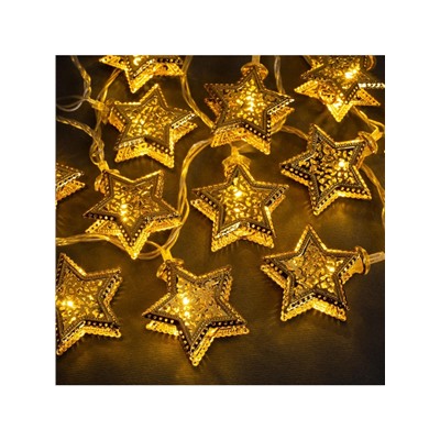 Гирлянда «Нить» 4 м с насадками «Звёздочка», IP20, прозрачная нить, 20 LED, свечение тёплое белое, 8 режимов, 220 В