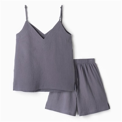 Пижама женская (майка, шорты) KAFTAN Basic, размер 40-42, синяя