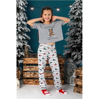 Костюм для девочки Каникулы-1.2 (Серый меланж)