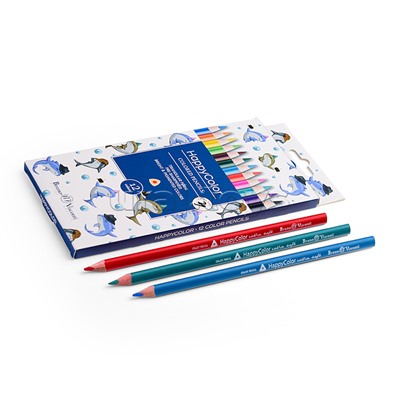 Карандаши цветные "Happycolor" 12цв. 6 видов