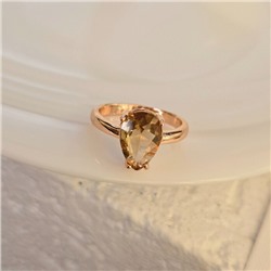 Кольцо 17 р ювелирная бижутерия коллекция "Дубай", покрытие позолота, вставка: фианиты, цвет: бежевый, арт.414.105-17