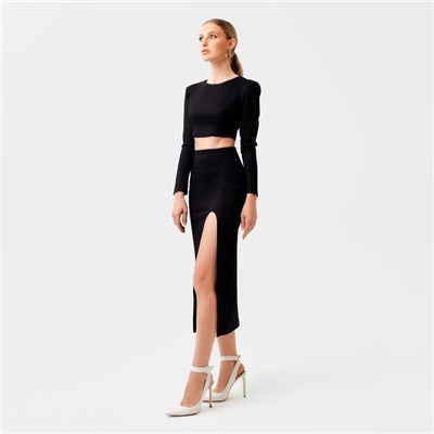 Костюм женский (юбка, топ) MIST, размер 48, чёрный