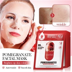 SADOER Восстанавливающая ампульная тканевая маска для лица с экстрактом граната