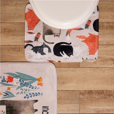 Коврик для ванной Этель «Котики», 50×40 см, велюр
