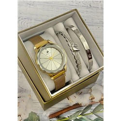 Подарочный набор для женщин часы, 2 браслета + коробка #22853279