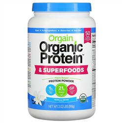Orgain, Organic Protein & Superfoods Powder, Plant Based, Vanilla Bean, 2.02 lbs (918 g)
