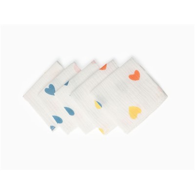 Набор платочков «Крошка Я» Colored hearts (вид 2), 20×20 см, 5 шт., муслин, хлопок 100%