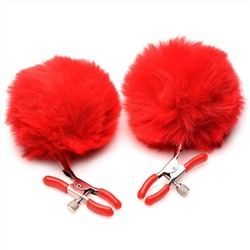 Красные зажимы на соски с помпонами Pom Pom