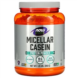 Now Foods, Sports, мицеллярный казеин, быстрорастворимый, натуральный продукт без ароматизаторов, 816 г (1,8 фунта)