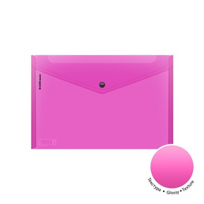 Папка с кнопкой  А4 180мкм 50300 Glossy Neon полупрозрачная ассорти ErichKrause