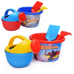 Набор Marvel «Человек-Паук» №7: ведро среднее с наклейкой, лопатка, грабельки, лейка малая №4