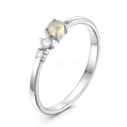 Кольцо из серебра с нат.эфиопским опалом и фианитами родированное 925 пробы К-2319рк117200