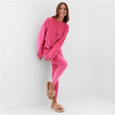 Костюм женский (свитшот, леггинсы) KAFTAN Plushy, размер 48-50, фуксия