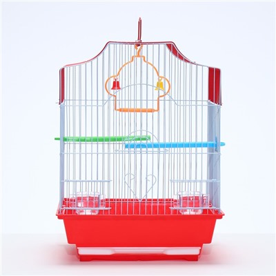 Клетка для птиц укомплектованная Bd-1/4f, 30×23×39 см, красная