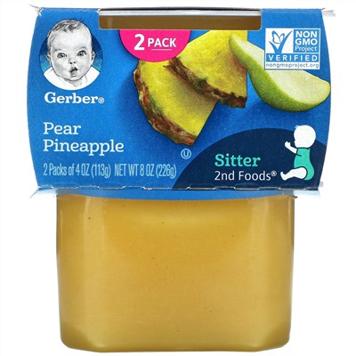 Gerber, Pear Pineapple, Sitter, 2 Pack, 4 oz (113 g) Each