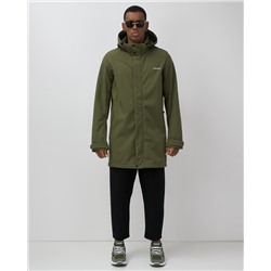 Парка спортивная мужская с капюшоном softshell цвета хаки 9565Kh
