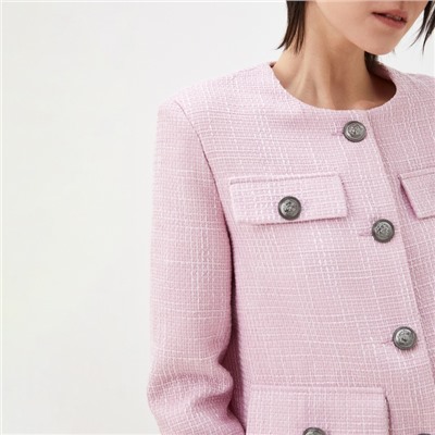 Жакет женский твидовый MIST, размер 48, розовый