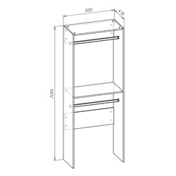 Вешалка модульной гардеробной системы «Модус», 2090×800×420 мм, цвет белый