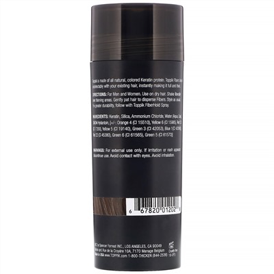Toppik, Hair Building Fibers, загуститель для волос, оттенок темно-коричневый, 27,5 г (0,97 унции)
