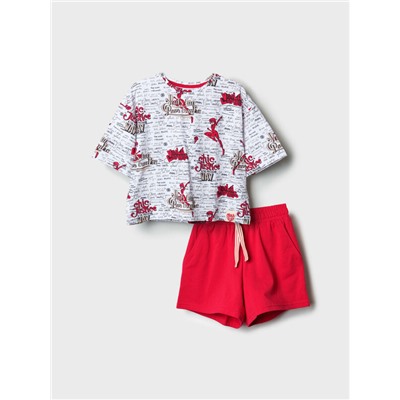 Комплект трикотажный для девочек: фуфайка (футболка), шорты