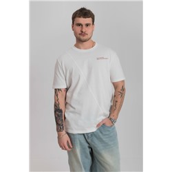 Футболка из кулирки с декоративной отстрочкой и принтом М125059Пм