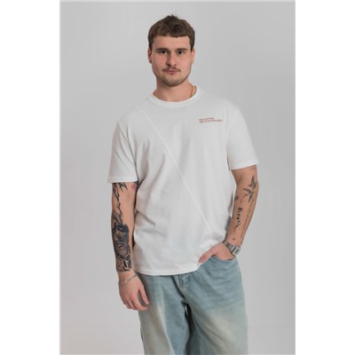 Футболка из кулирки с декоративной отстрочкой и принтом М125059Пм